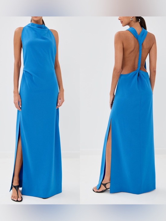 Proenza Schouler Dresses & Skirts - NWOT Proenza Schouler Faye Backless Gown Blue Cowl Neck Maxi Dress 10 Wedding